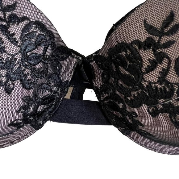 SMART & SEXY Black Lace Mesh Lined Push Up Bra Size 36D - Picture 4 of 10